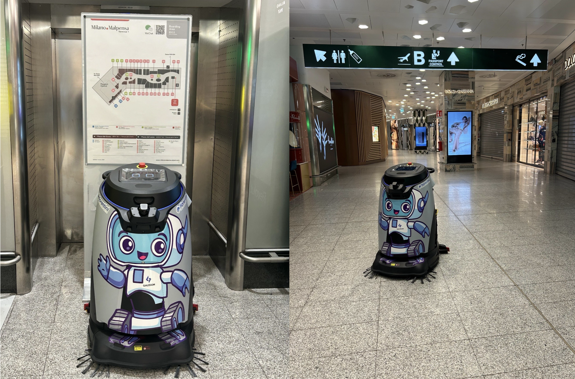 Gausium, Omnie, Airport Cleaning Robot, Milan Malpensa Airport, Winter Olympics, Milano Cortina 2026